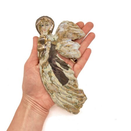 Anioł ceramiczny średni – ręcznie robiona płaskorzeźba ceramiczna